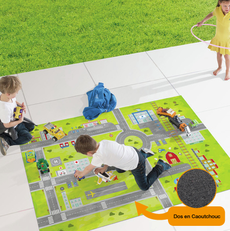 Tapis de jeu enfant - Routes, Station police, Pompiers +